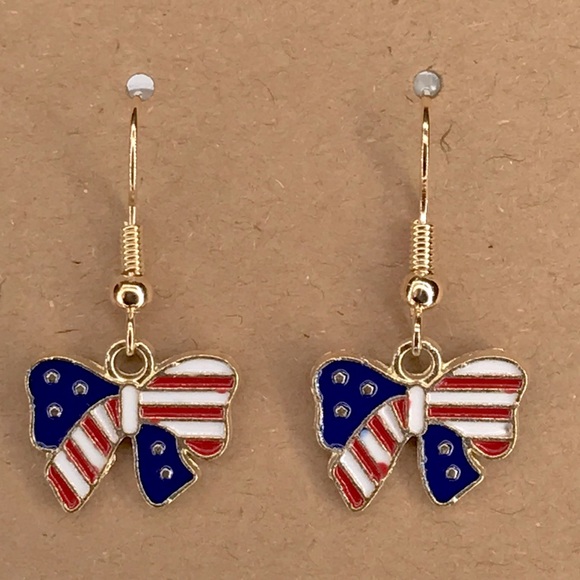 Fashion Jewelry Jewelry - Patriotic Bow Earrings